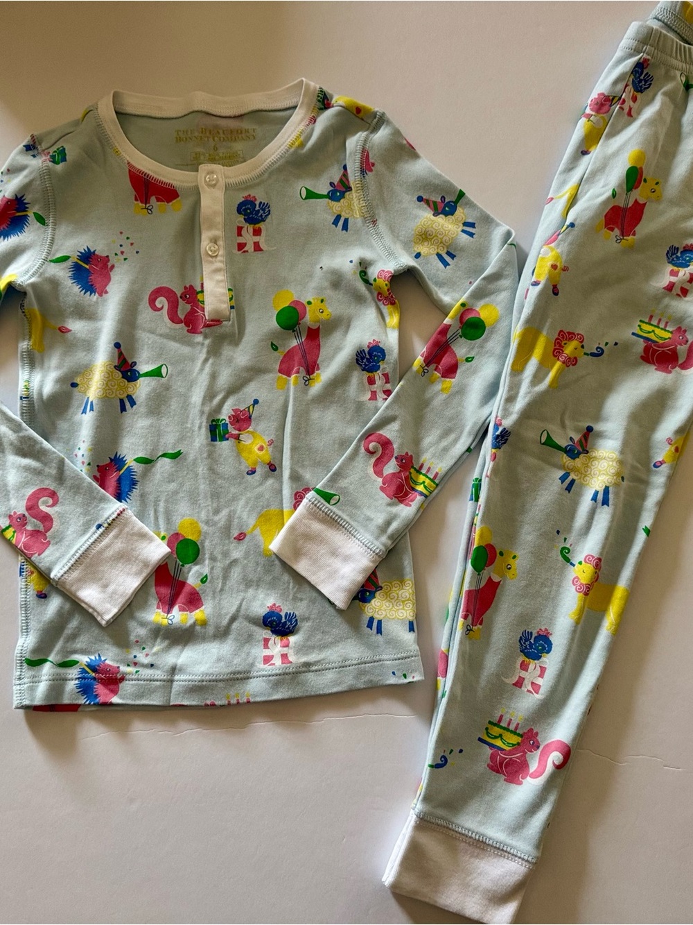TBBC size 6 NWOT birthday party animal pajama set